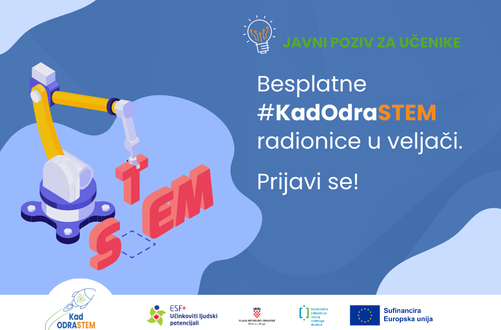 [Javni poziv za učenike] Besplatne #KadOdraSTEM radionice u veljači